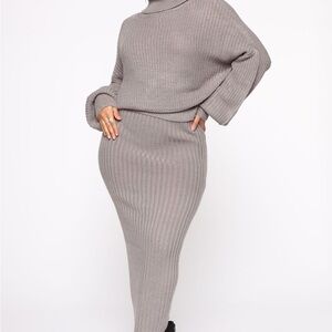 Fashion nova Helena Sweater Set - HeatherGrey box100